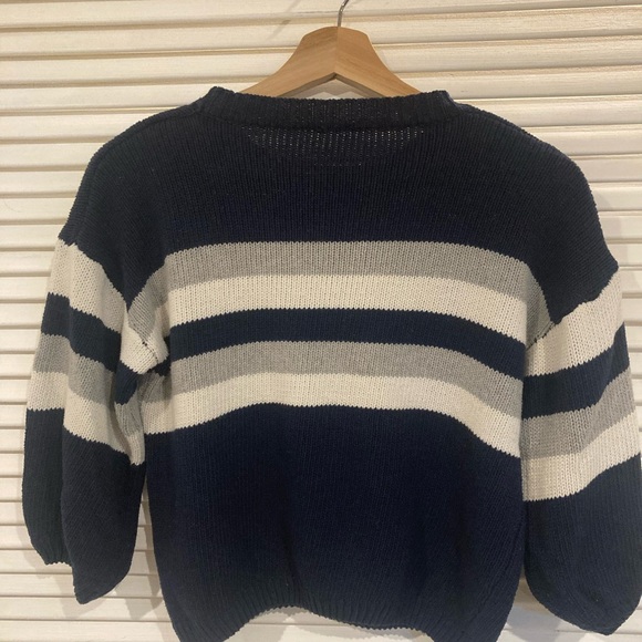 Crop Knit Half Sleeve Striped Sweater Size XS or Small - Picture 3 of 4